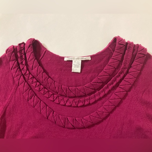 Diane Von Furstenberg Wool MIDI Knit Dress Size L Maroon - Picture 11 of 13